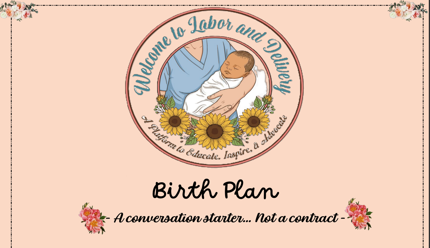 Birth plan template document with pen on desk - organized planning for your birth preferences